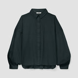 Konara Organic Cotton Jersey and Poplin Shirt in Black