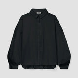 Konara Organic Cotton Jersey and Poplin Shirt in Black