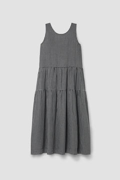 Kyra-Cay Organic Cotton Double Gauze Dress in Monochrome Gingham