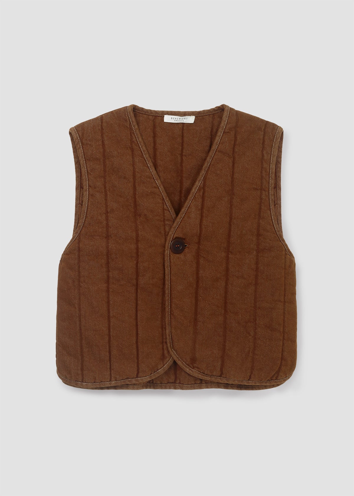 Lark-Leigh Recylced Cotton Denim Gilet in Bark Brown