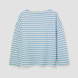Leia-Sue Organic Cotton Jersey Stripe Top in Pale Blue & White Stripe