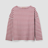Leia-Sue Organic Cotton Stripe Jersey Top in Burgundy & Off White Stripe