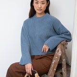 Leo Recycled Wool Knitted Jumper in Sky Blue Marl