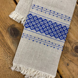 Large Linen Towel in Blue And White
