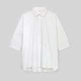 Lissie Organic Cotton Jersey and Poplin Shirt in White