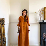 Nerissa Linen Dress in Pecan