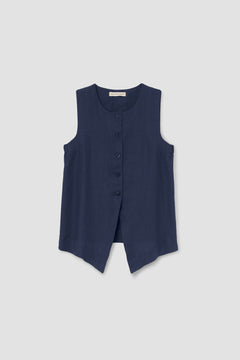 Olivia-May Linen Waistcoat in Midnight