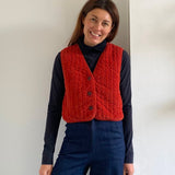 Rutland Organic Cotton Needlecord Quilted Gilet in Burnt Orange