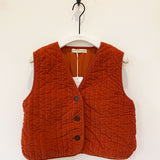 Rutland Organic Cotton Needlecord Quilted Gilet in Burnt Orange