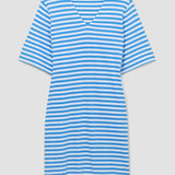 Sasha-Sue Organic Cotton Dress in Sea Blue and White