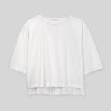 Shay Organic Cotton Jersey and Poplin Top in White