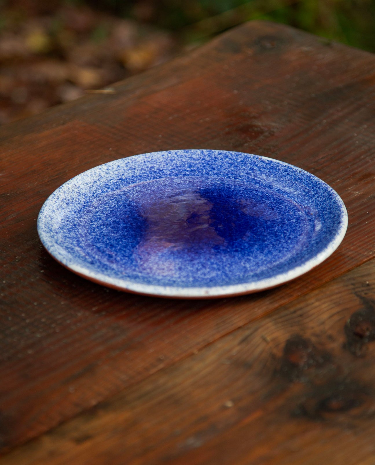 Splatterware Large Plate in Blue And White