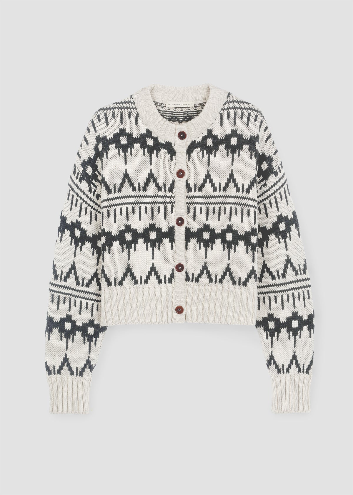 Sugi-Sue Organic Cotton Knitted Cardigan in Ecru Marl