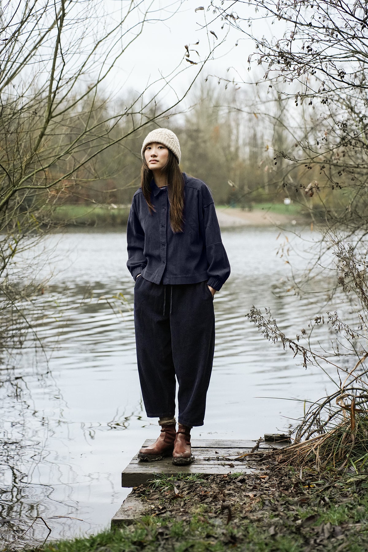 Tierra Organic Cotton Corduroy Overshirt in Night Sky Navy
