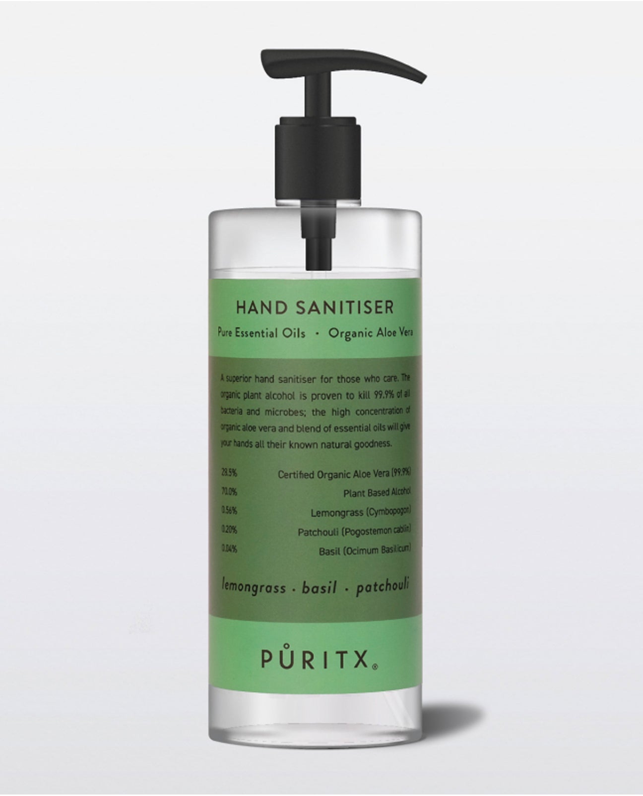 Puritx Hand Sanitiser 250ml - Lemongrass, Patchouli & Basil