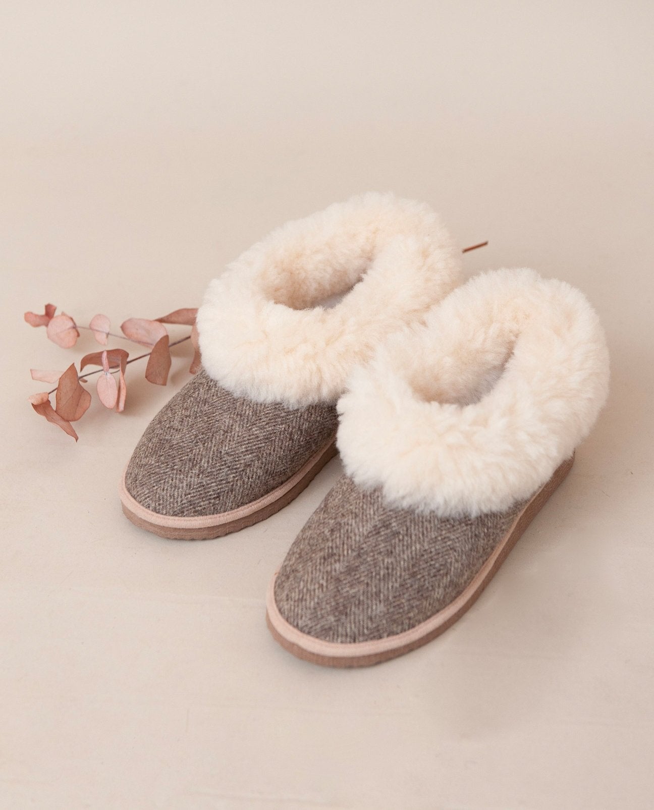 Pantufas Sheepskin Herringbone Slippers