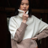 Wendi-Sue Lambswool Colour Blocked Knitted Jumper in Ecru