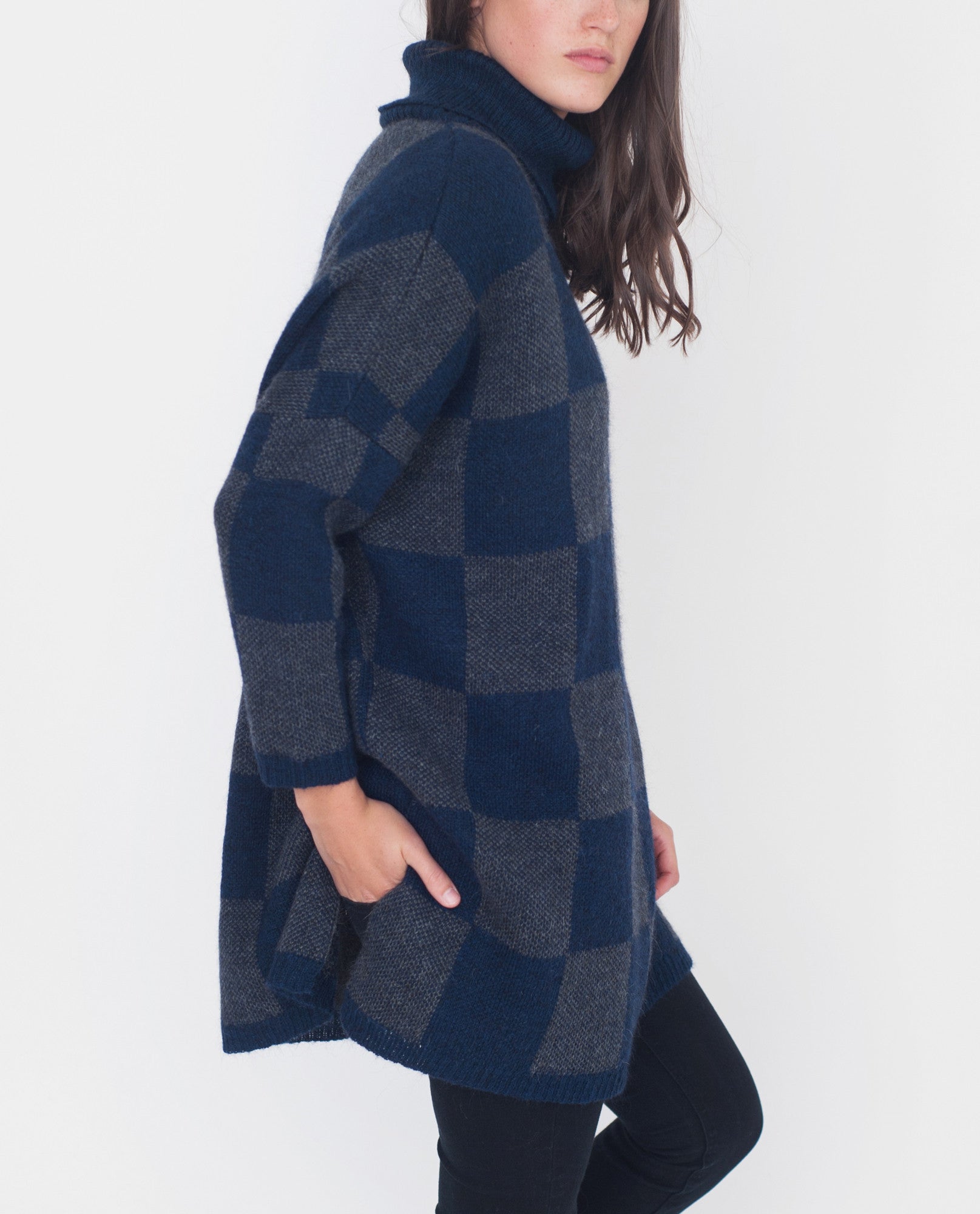 ALVINA-JO Mohair Cowl Neck Jumper In Navy