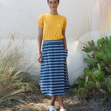 Allegra-Sue Organic Cotton Skirt In Indigo & White Stripe