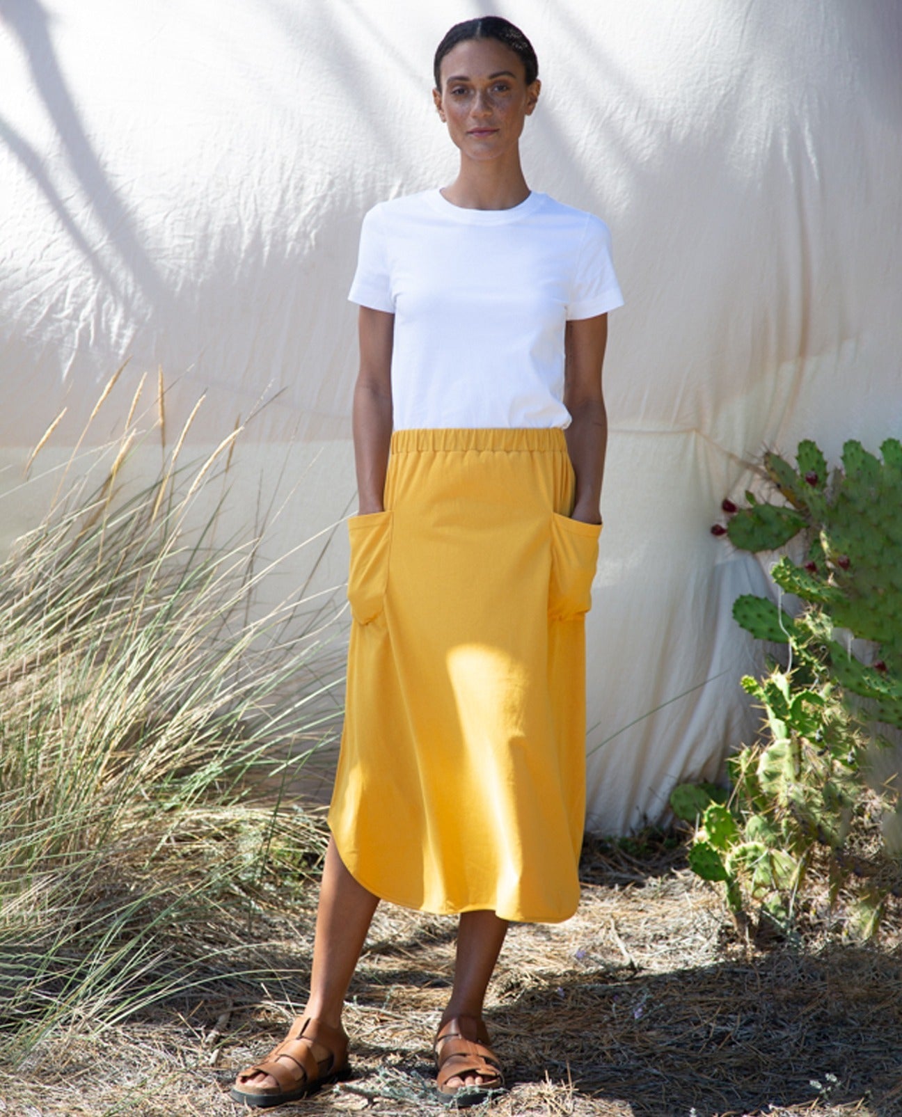 Allegra Organic Cotton Skirt In Ochre