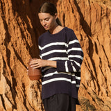 Charlene-Sue Organic Cotton Jumper In Navy & Off-White Stripe