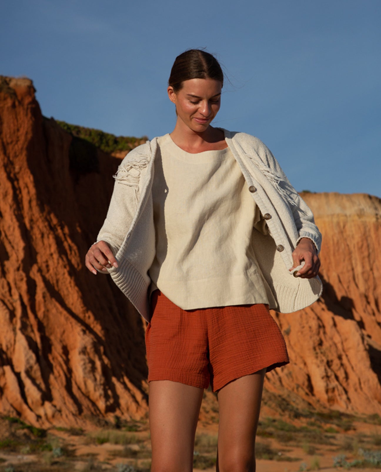 Gilma Organic Cotton Shorts In Paprika