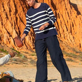 Riya-May Cotton Linen Trouser In Navy