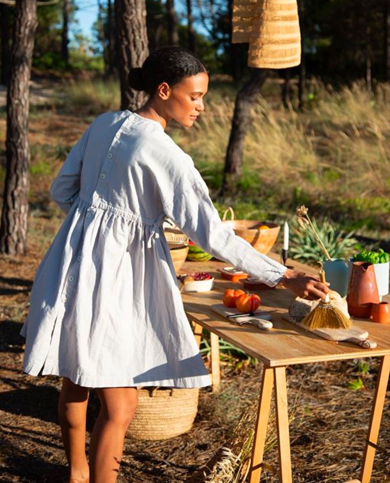 Sigrid-May Cotton Linen Dress In Stone