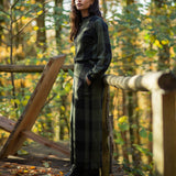 Thorne-Cay Organic Cotton Knitted Check Trouser in Rosin Green and Black Check