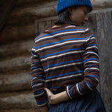 Shoba Jersey Stripe Top in Walnut and Cobalt Stripe