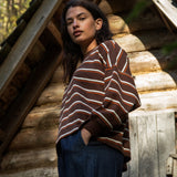 Serenity-Sue Organic Cotton Sweatshirt in Walnut and Orange Stripe