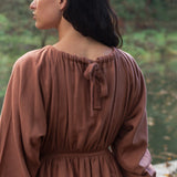 Ava-Jane Organic Cotton Brushed Twill Dress in Cinnamon