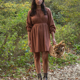 Ava-Jane Organic Cotton Brushed Twill Dress in Cinnamon