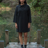 Ayse Organic Cotton Dress in Black Marl