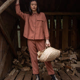 Carys-Jane Organic Cotton Brushed Twill Shirt in Cinnamon
