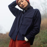 Carys-Jane Organic Cotton Brushed Twill Shirt in Night Sky