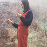 Dusty Organic Cotton Cord Dungarees in Burnt Orange