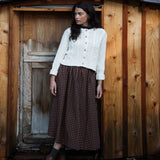 Ellery-Cay Organic Cotton Brushed Twill Skirt in Navy and Mustard Check