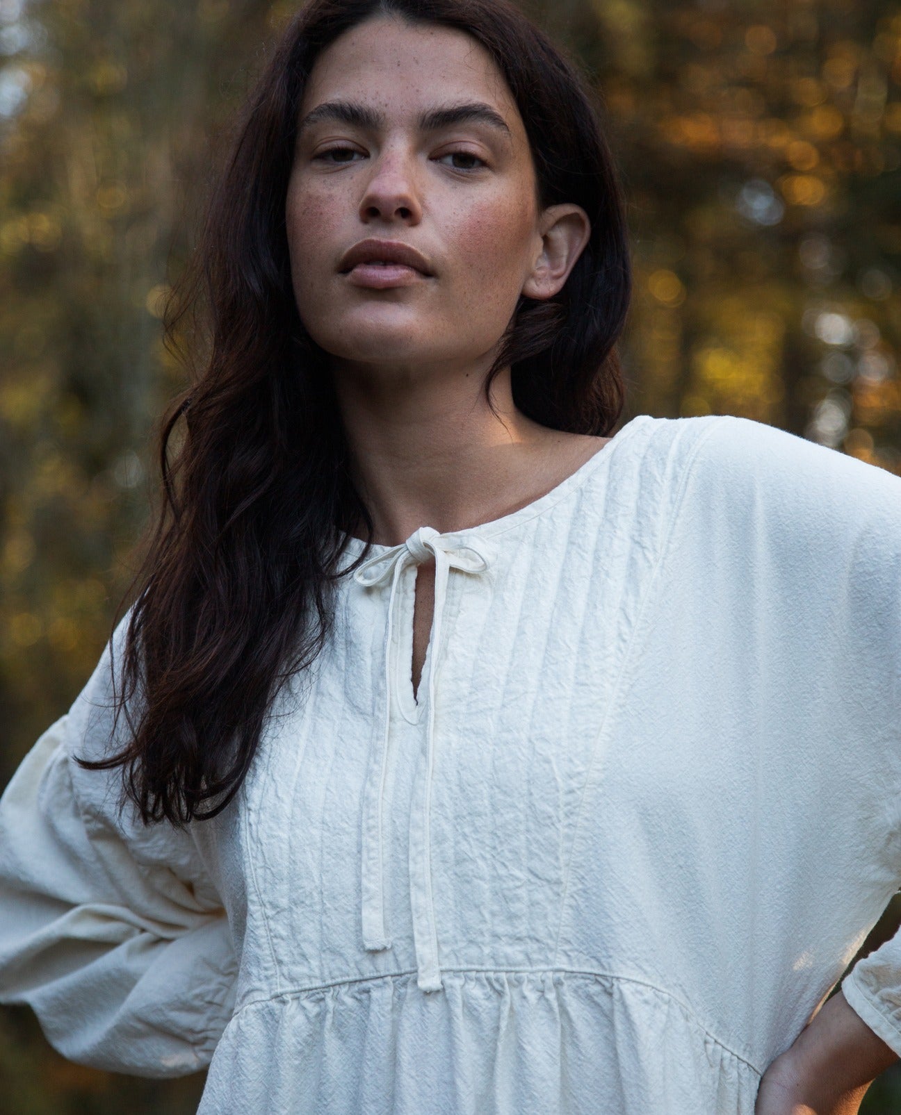 Maple Cotton Linen Dress in Off White