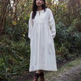 Maple Cotton Linen Dress in Off White