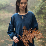 Maple Cotton Linen Dress in Washed Indigo