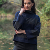 Nadine-Sue Organic Cotton Sweatshirt in Black Marl and Navy Stripe