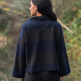 Nadine-Sue Organic Cotton Sweatshirt in Black Marl and Navy Stripe