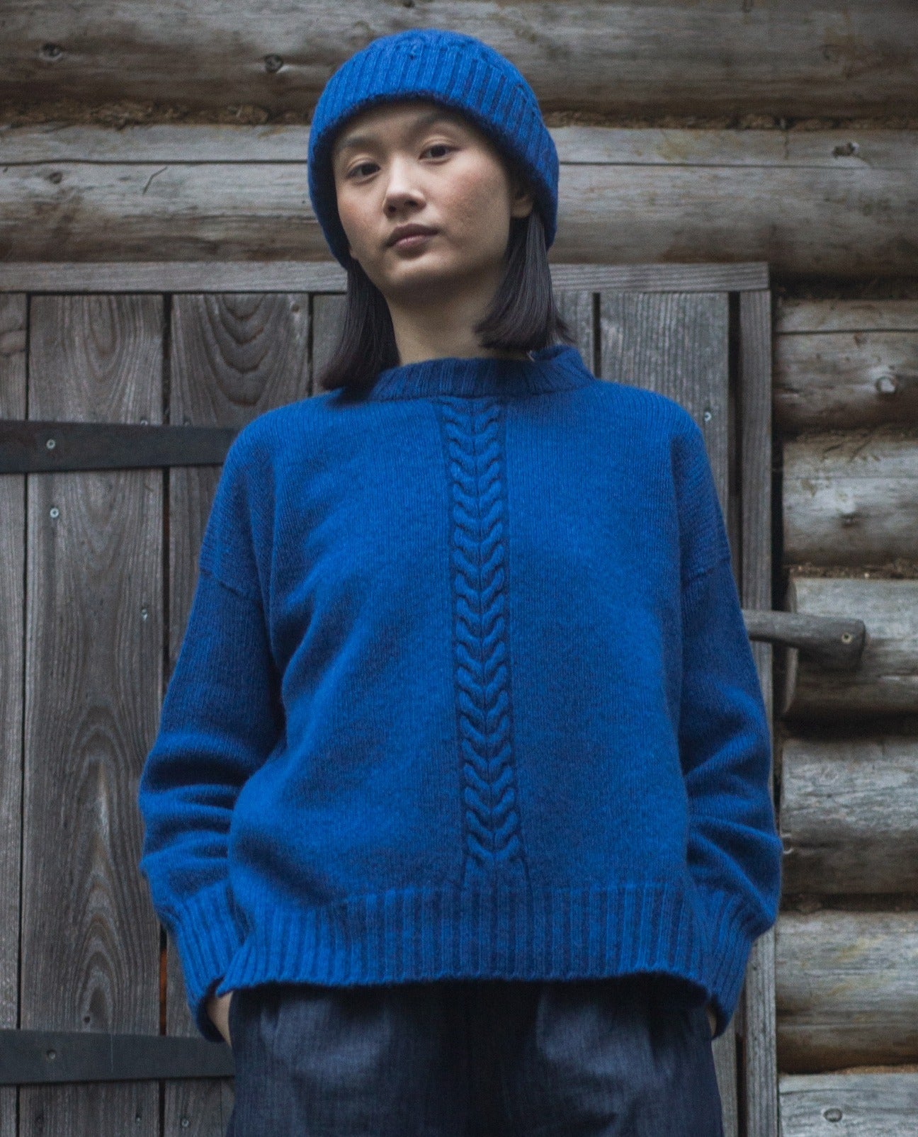 Marney Lambswool Jumper in Cobalt