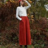 Caitlin Organic Cotton Cord Trouser in Burnt Orange