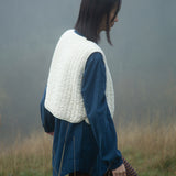 Rutland Organic Cotton Needlecord Quilted Gilet in Off White