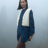 Rutland Organic Cotton Needlecord Quilted Gilet in Off White