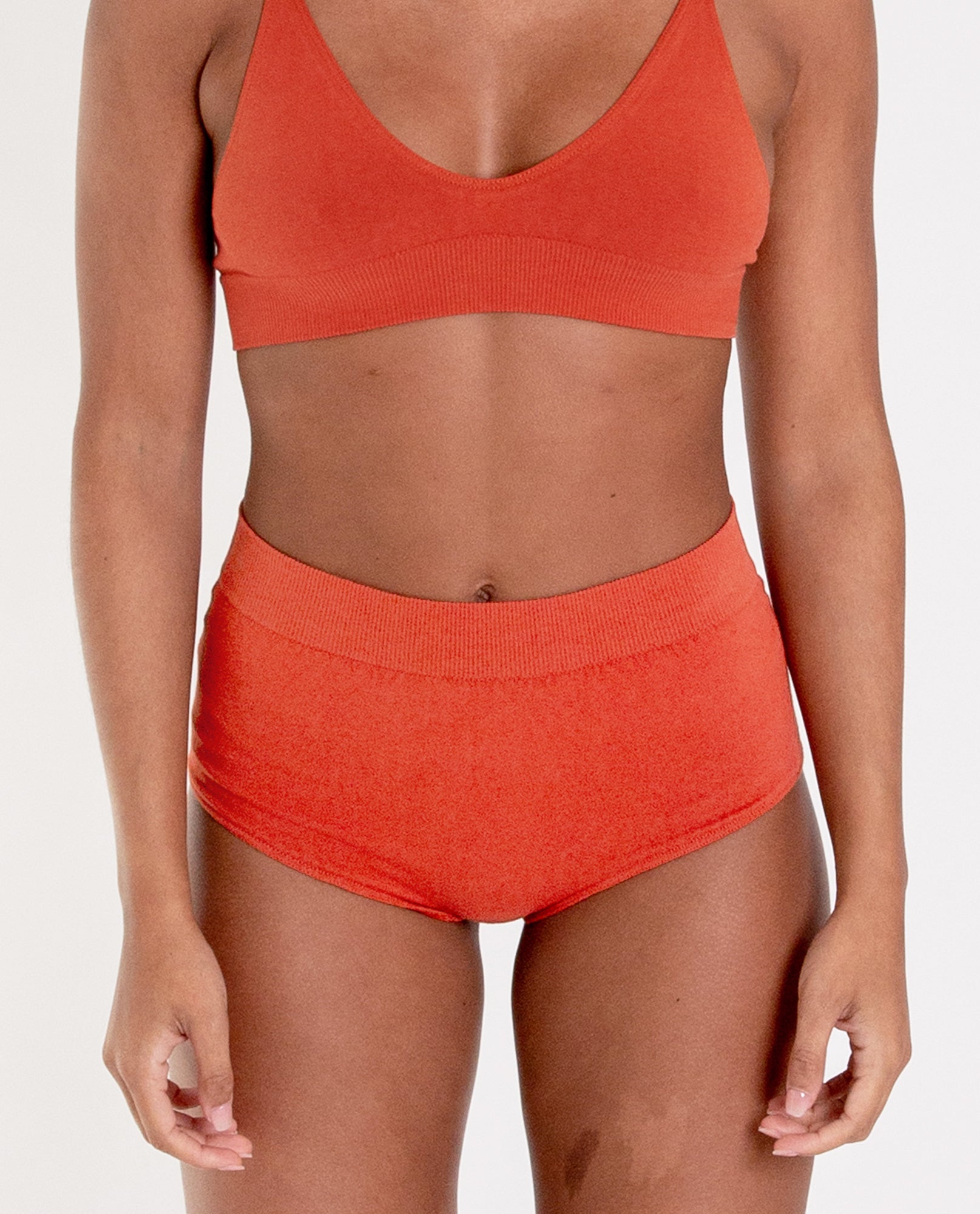 ENDIJA Organic Cotton High Waisted Knickers In Madder