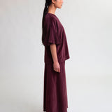 Gabrielle Organic Cotton Velour Trousers In Mauve