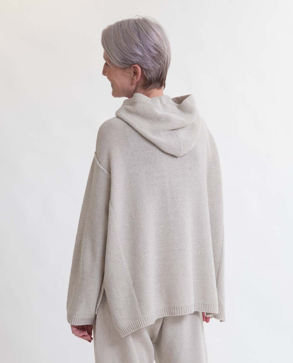 Geraldine Recycled Cotton and Wool Hoodie in Stone